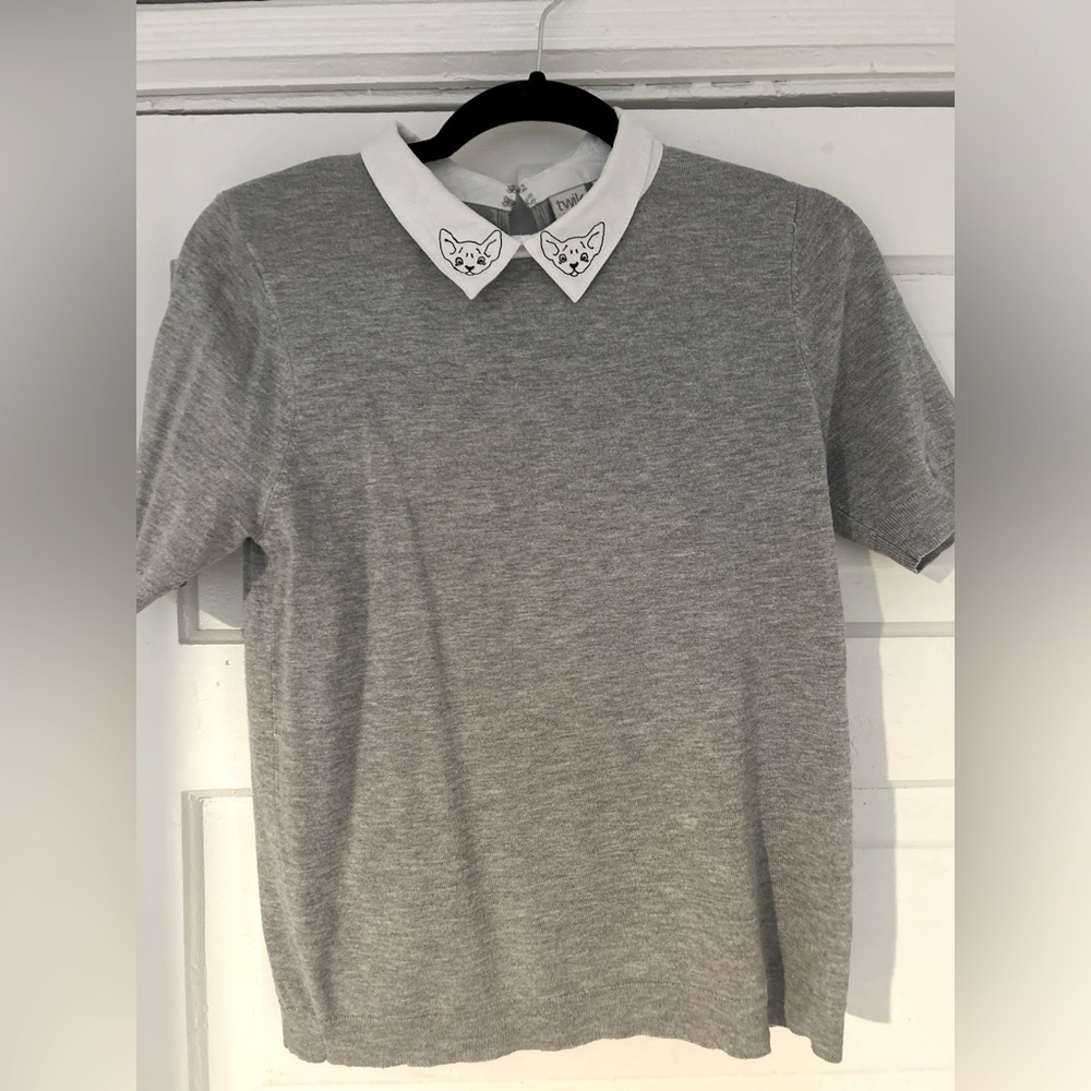 Cat-detailed Collar T-Shirt Sweater